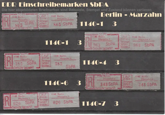 DDR R-Zettel SbPA Einschreibemarken Berlin-Marzahn 1140 - 1143 postfrisch ** LOT 3