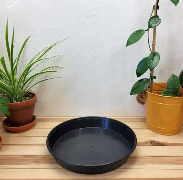Black Round Plastic Water Plant Pot Saucer hydroponics  18/25/30/35/40/45/50cm 3