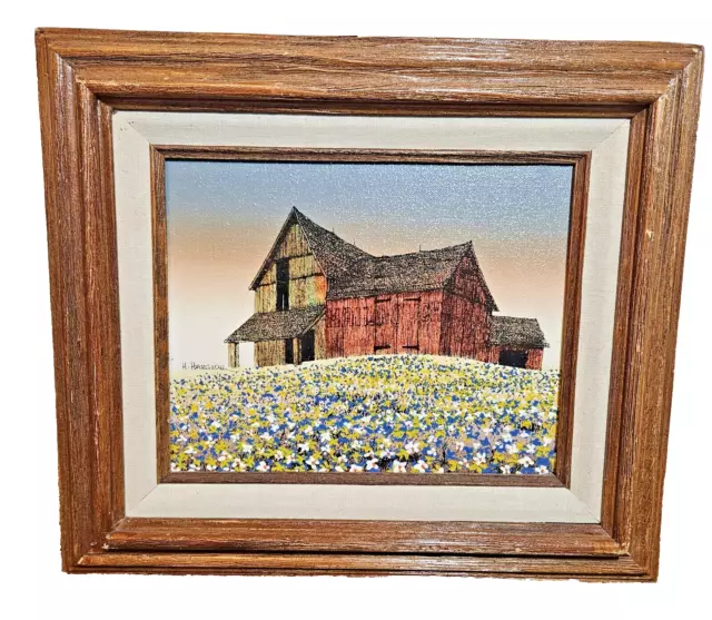H. Hargrove "The Prairie Barn" Hand Painted Oil Painting 13" x 15"