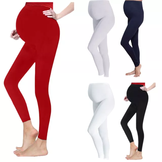 Womens Black Maternity Soft And Cosy Full Length Vicose Leggings Pregnancy 8-20