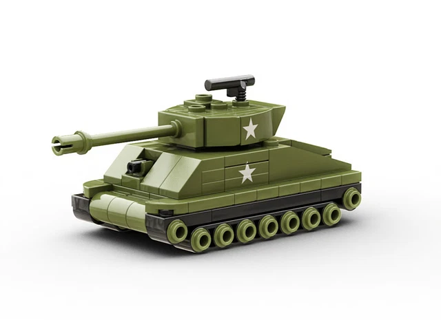 BUILDARMY WW2 MICRO Sherman M4A3E8 Easy8 Tank Model Brick Building ...
