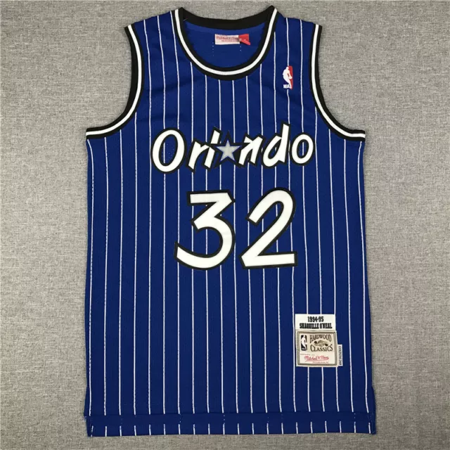 Neu Klassisch Shaquille O'Neal #32 Orlando Magic Basketball Trikot Genäht Blau~~