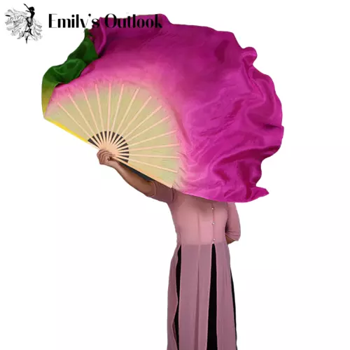 1 Pair Real Silk Belly Dance Chinese Folk Dance Fan  Handmade Art Worship Fan