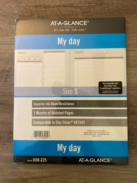 At-A-Glance Undated Daily Planner Refill, 2 Months, 7-Ring, 8-1/2" x 11", Folio