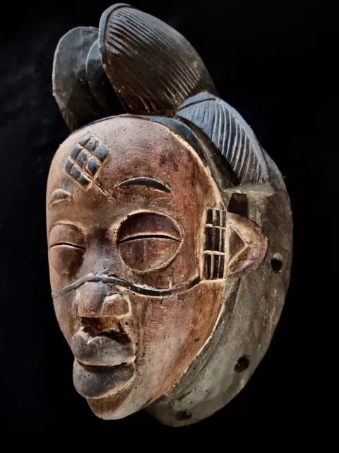 Punu Lumbo Mask Carved Wooden Gabon Africa Old Primitive Tribal African Art