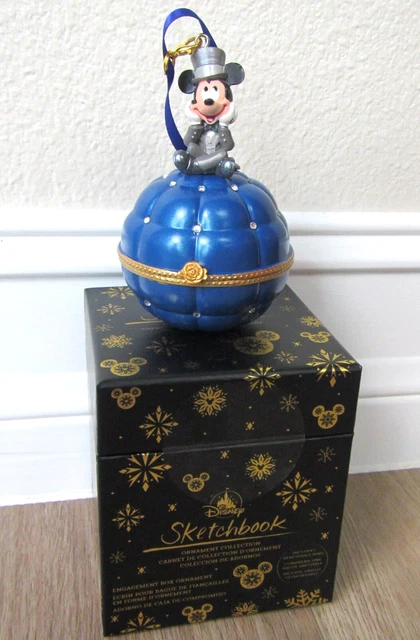 New Disney Sketchbook Mickey Mouse Engagement Box Christmas Holiday Ornament !