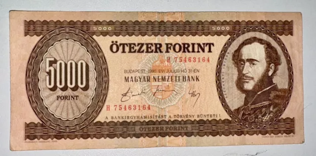 Rar! UNGARN 5000, 1000 und 100 Forint Banknoten Geldschein Papiergeld Hungary 3