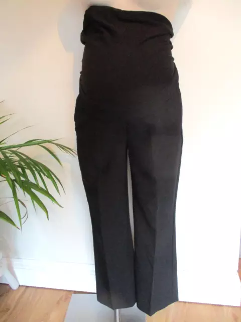 H&M Mama Maternity Black Over Bump Bootcut Work Trousers Size M 12-14