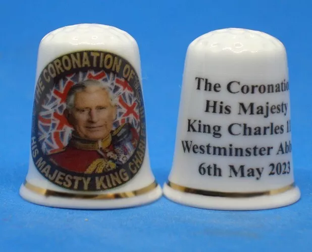 Birchcroft Thimble --  His Majesty King Charles 111 Coronation with Dome Box