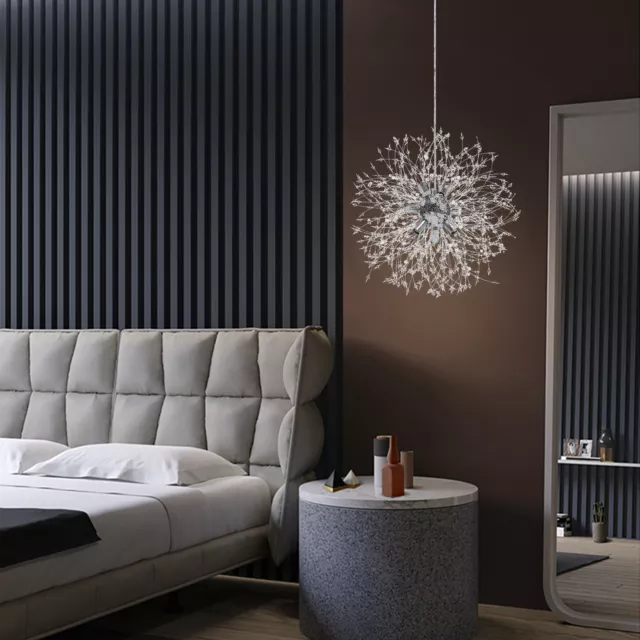Modern K9 Crystal Dandelion Chandelier 9-Light LED Firework Pendant Ceiling Lamp