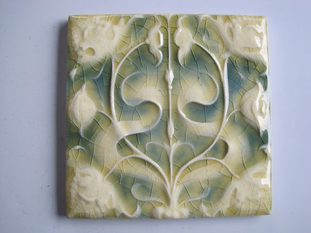 Antique Carter High Relief & Indented Moulded Art Nouveau Wall Tile C1903-09