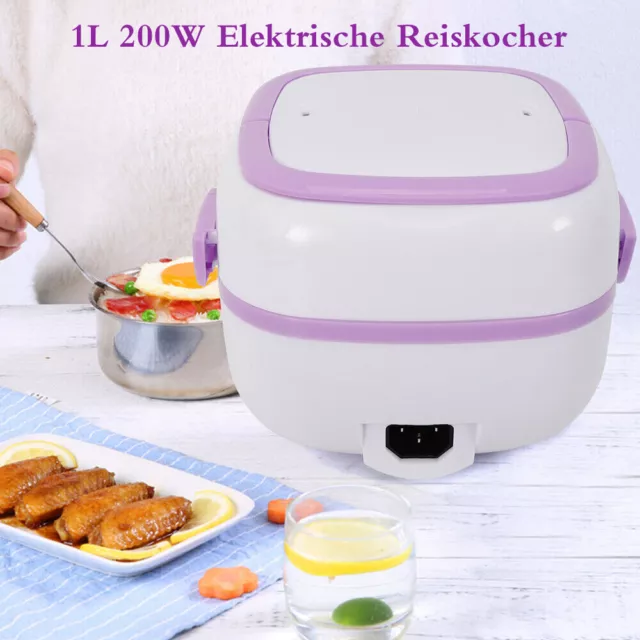 Reiskocher Mini Rice Cooker 1Liter mit Warmhaltefunktion 200W Kocher Lunchbox 🔥