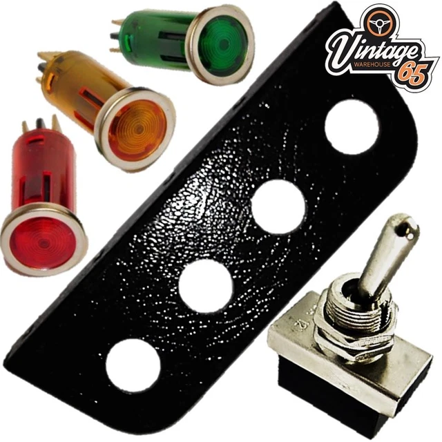 CLASSIC KIT CAR Chrome Bezel Warning Lights On Off Flick Switch