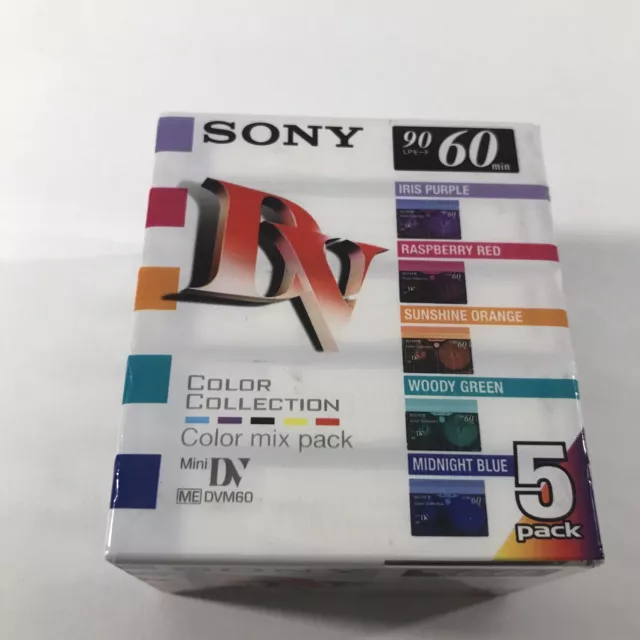 Sony Mini DV Digital Video Cassette Sealed 5 Pack Color Collection 60 Minutes