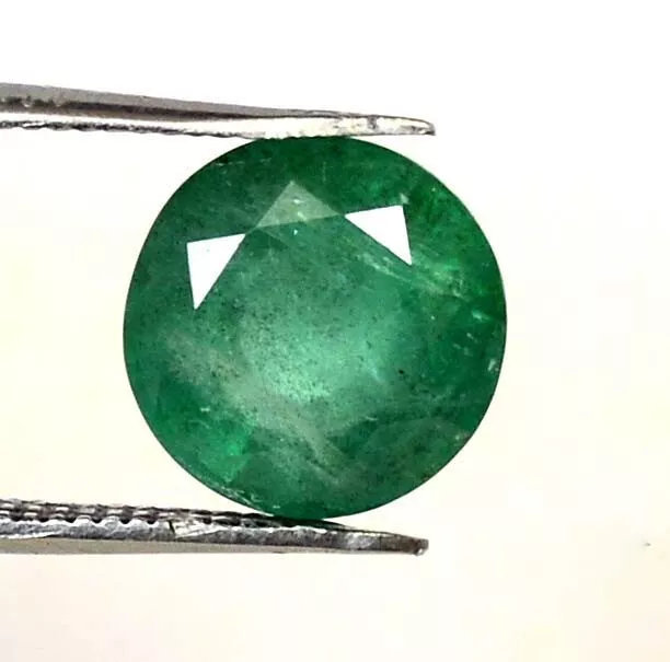 Natural Emerald 9 mm Round Cut 3.09 CTS Untreated Loose Certified Gemstone