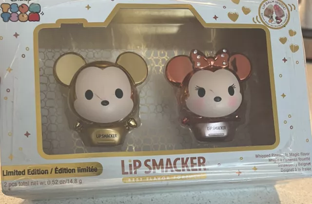 Disney Mickey & Minnie Mouse Tsum Tsum Lip Smackers Gold Limited Edition NIB