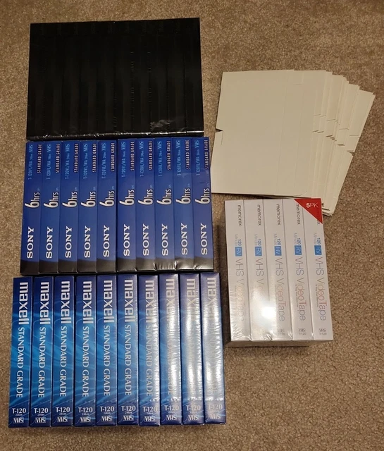 LOT OF 35 Blank VHS Tapes Memorex, Maxell & Sony T120 ALL NEW