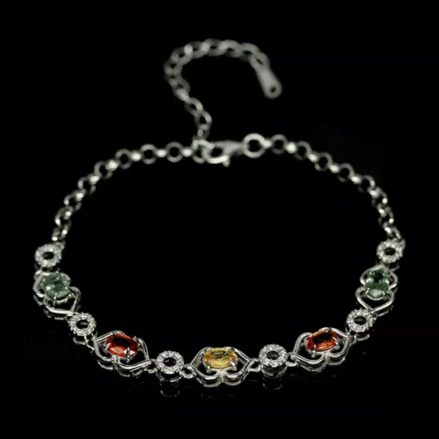 Shola Vrai Naturelle Multicolore Saphir Bracelet Argent Sterling B125