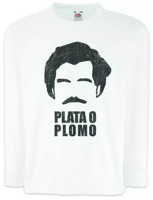 T-shirt a maniche lunghe Plata O Piombo bambini Pablo Fun Narcos Ritratto Escobar