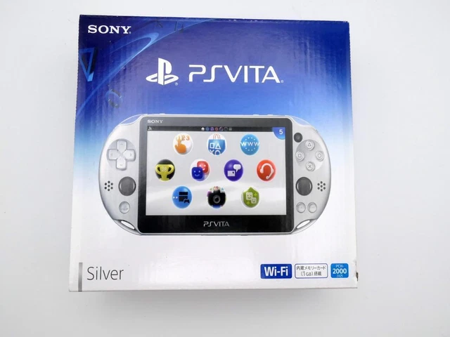 SONY PS PLAYSTATION Vita Console PCH-2000 Silver ZA25 w/Box,Memory 
