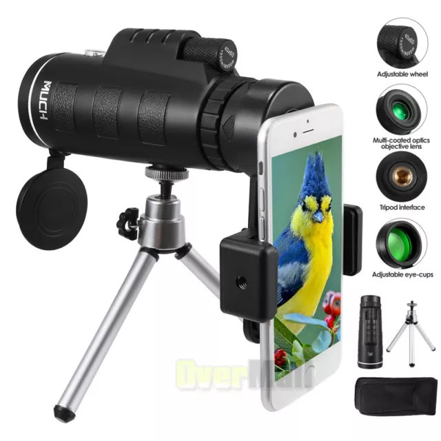 40x60 HD OPTICS Night Vision Monocular High Power Telescope Portable+Case+Tripod