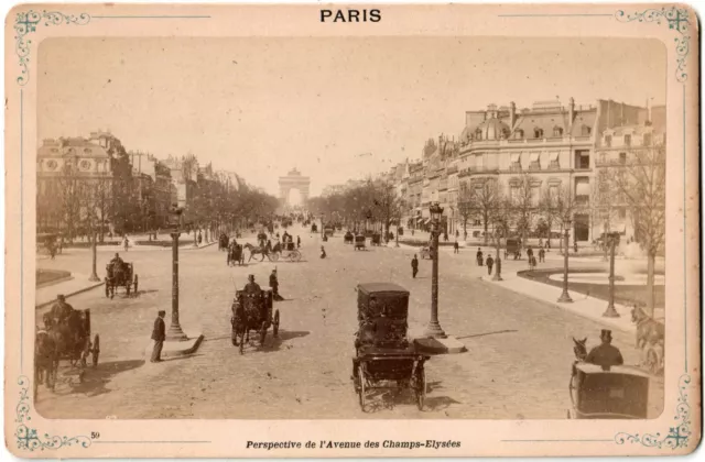 Paris.Perspective de l'Avenue des Champs Elysées.Cabinet card.Albuminated photo.2