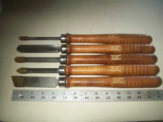 Set of 5  Sears Craftsman Professional Wood Turning Chisels 14-15" Long USA