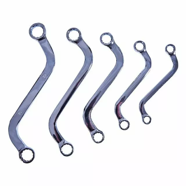 Amtech 5 Piece S Shape Bent Bend Shaped Bi Hex Ring Spanner Obstruction Set