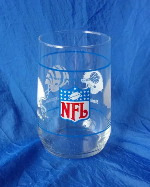 NFL AFC Central 16oz Drinking Glass BROWNS OILERS STEELERS BENGALS Vintage