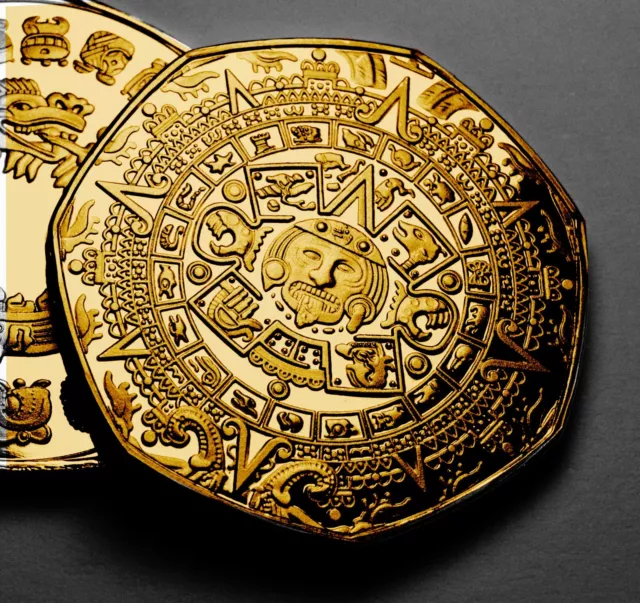 MAYAN GOLD Aztec Calendar Commemorative. Maya/Mexico/Mexica. Sun Stone. INCA