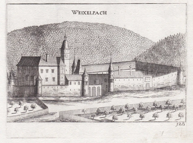 Grossweichselbach St Leonhard Am Forst Incisione Stampa Antica Vischer 1672