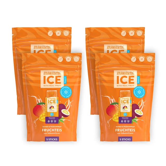 ZEBRASTIC Ice – Sorbets Pour Selbsteinfrieren & Mango Passionfruit 4er-Set (20x