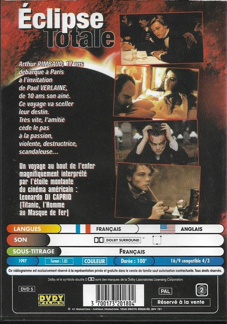 Eclipse Totale ... Rimbaud - Verlaine ... Leornado Di Caprio, Romane Bohringer