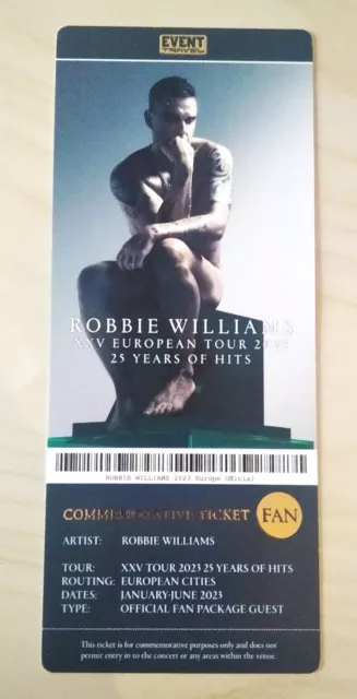 Robbie Williams BIGLIETTO COMMEMORATIVO [DA COLLEZIONE] - Concerto Bologna 2023
