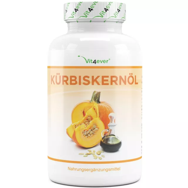 Kürbiskernöl 420 Softgel-Kapseln 3000mg / Portion Hochdosiert - Nativ Vitamin E