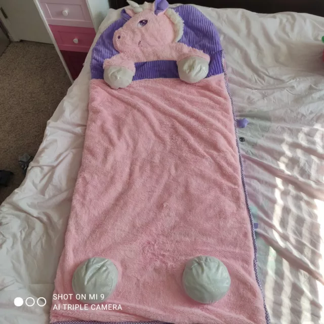 Saco de dormir unicornio, color rosa, en excelente estado