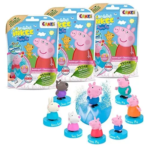 INKEE SURPRISE Set of 3 Peppa Pig Bath Bombs Children with Surprise Peppa Pig...