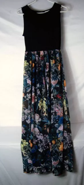 Beige by ECI Womans Black Pink Green Red Floral Asymmetrical Dress Small