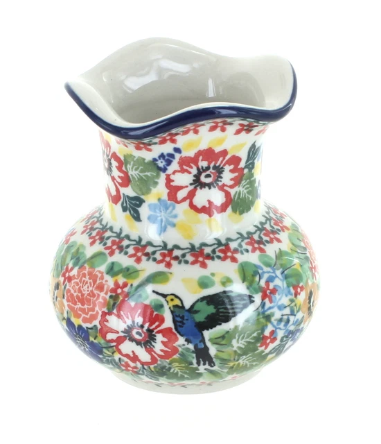 Blue Rose Polish Pottery Hummingbird Bud Vase