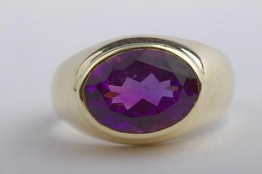 Ring Amethyst 585 14K Gelb Gold feine Handarbeit Gr 47 Top!