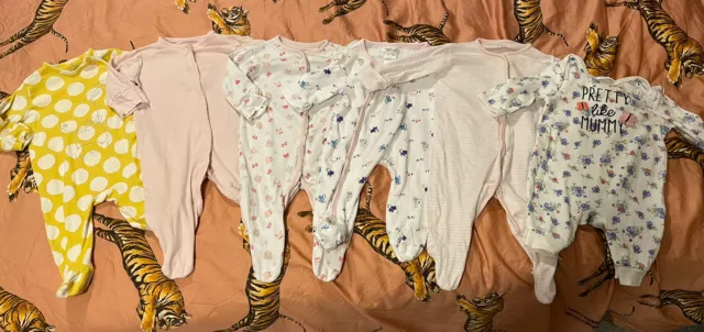 Baby Girls Sleepsuit Babygrow Bundle x6 0-3 Months NEXT Blue Zoo Debenhams