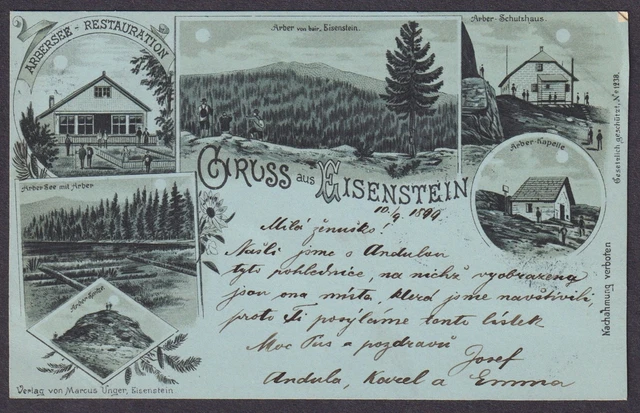 Gruss Aus Eisenstein Arber Arbersee Restaurant Ak Litho Boemia Bohemia