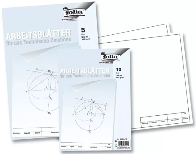 Arbeitsblätter für technisches Zeichnen 120g/qm, weiß, DIN A4, 10 Blatt, 1 St.