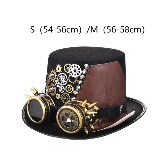 BLACK STEAMPUNK TOP Hat, Cosplay Wide Brim Metal Costume Head Wear Head