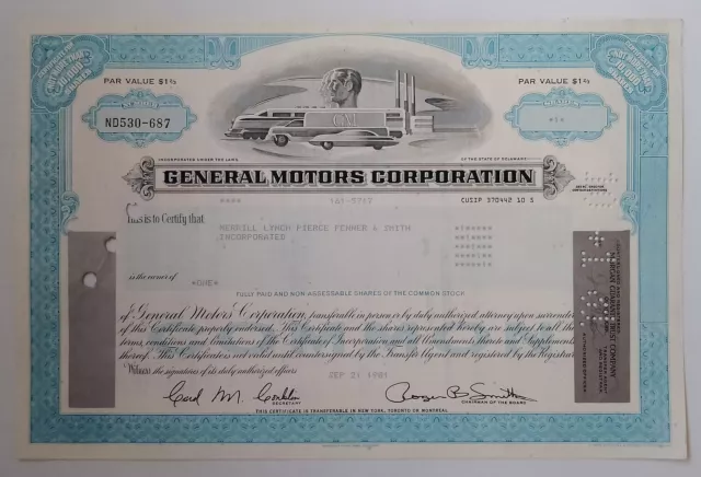 (AOP) US share certificate GENERAL MOTORS $1 2/3