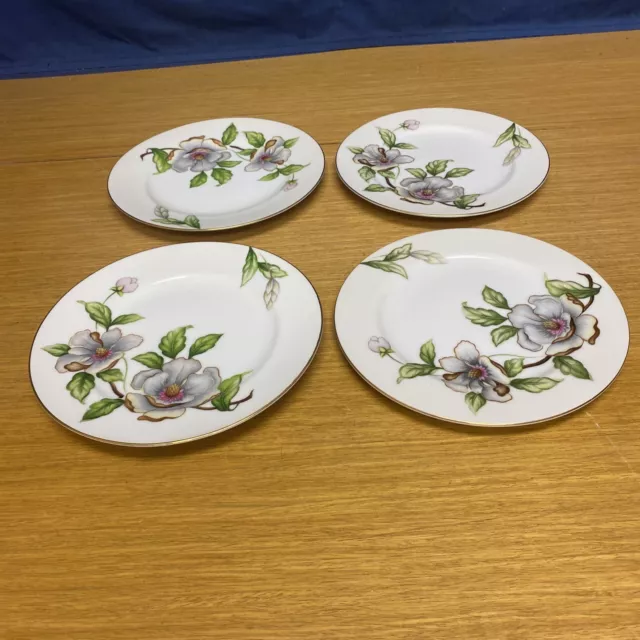 4 Roselyn China Dogwood 6 1/2” Bread Plates - Japan