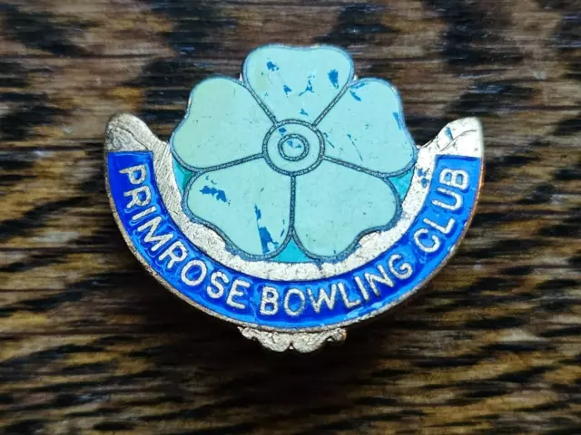 vintage enamel bowling badge primrose