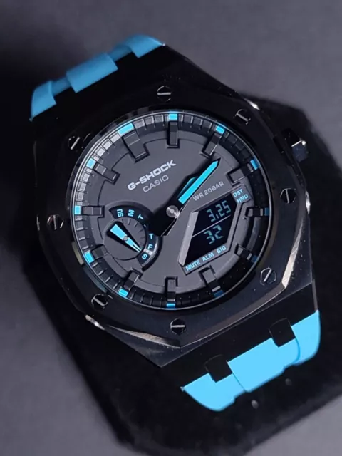 STUNNING CASIO G-SHOCK GA-2100 1A2ER CasiOak Mod Gen5 Blue Rubber UK ...
