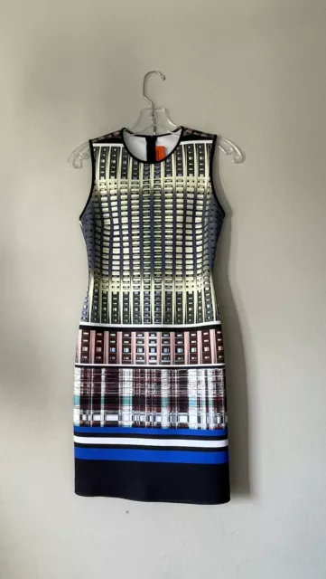 Clover Canyon Small DONEGAL Sleeveless Neoprene Dress Colorful Geometric Artsy