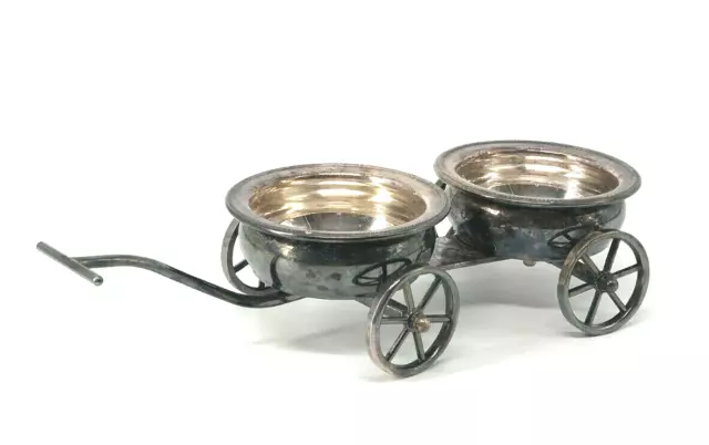 Antique FB Rogers Silvers Co 1883 Condiment Double Wagon Holder 9”x5” Decor